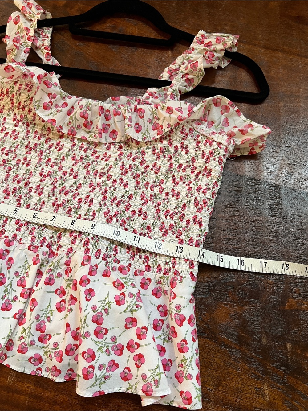 J. CREW x Liberty Ros Floral Fabric Smocked Ruffle Tank Top Women's Size M - Picture 12 of 15
